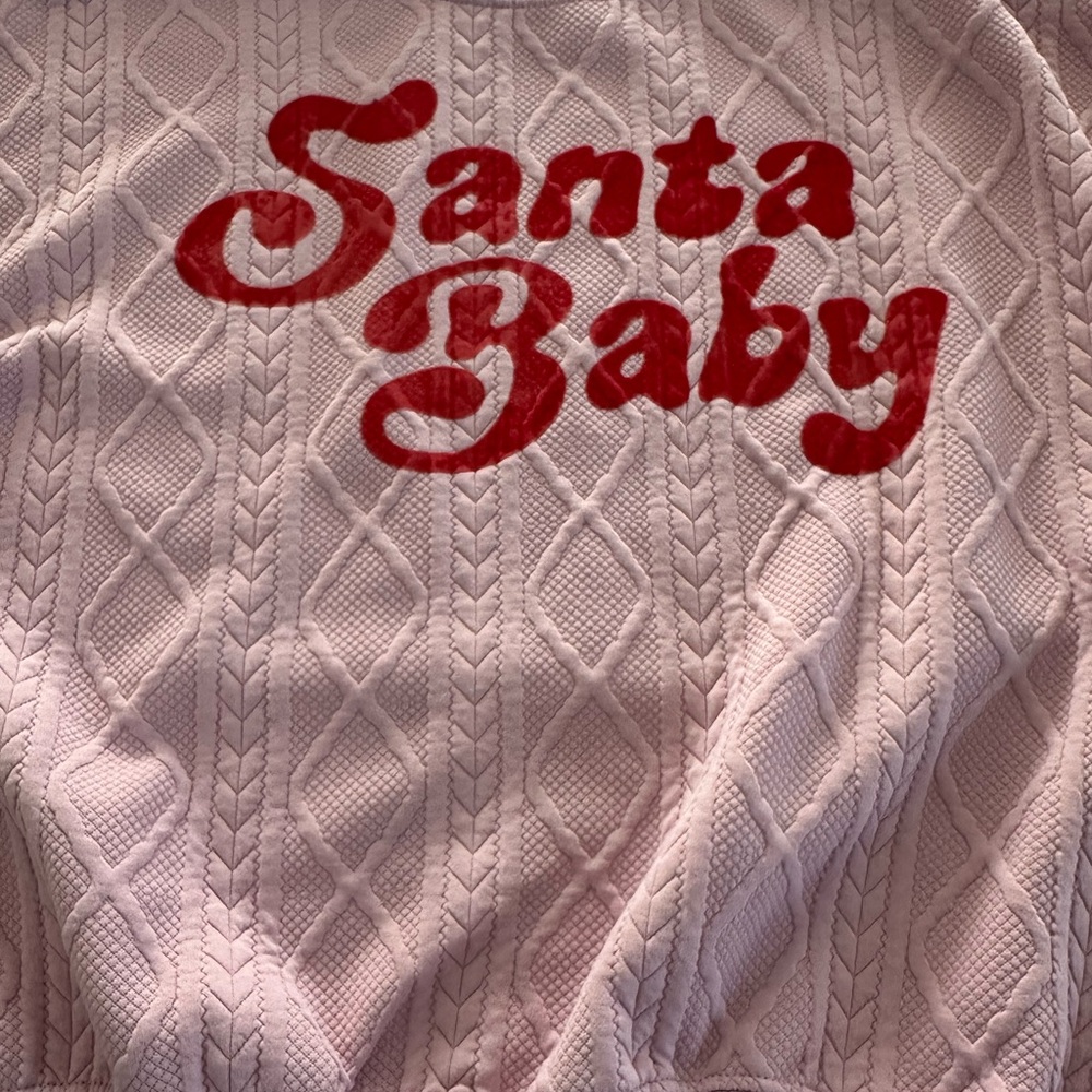 Grayson Threads Pink Knit Sweater with Red Design